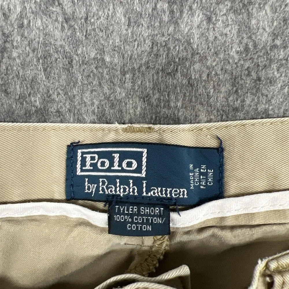 Polo‎ Ralph Lauren Shorts Mens 38 Beige Tyler Short Pleated Chino Cotton Preppy